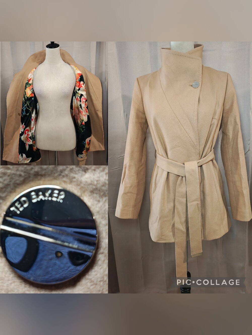 💎TED BAKER LUXURY CAMEL WOOL & CASHMERE WRAP TRENCH COAT💎